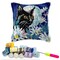 Latch Hook Kits Pillow Black Cat Right Crochet Yarn Cushion Colour Pre-Printed Canvas Rug Needlework DIY Pillowcase Hook and Latch Kit Home Arts Crafts Sofa Decoration 42x42cm/17 X17
